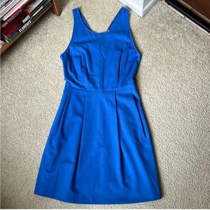 J. Crew Factory Women’s Blue Pointe Pleated Sleeveless Fit & Flare Dress Size 4